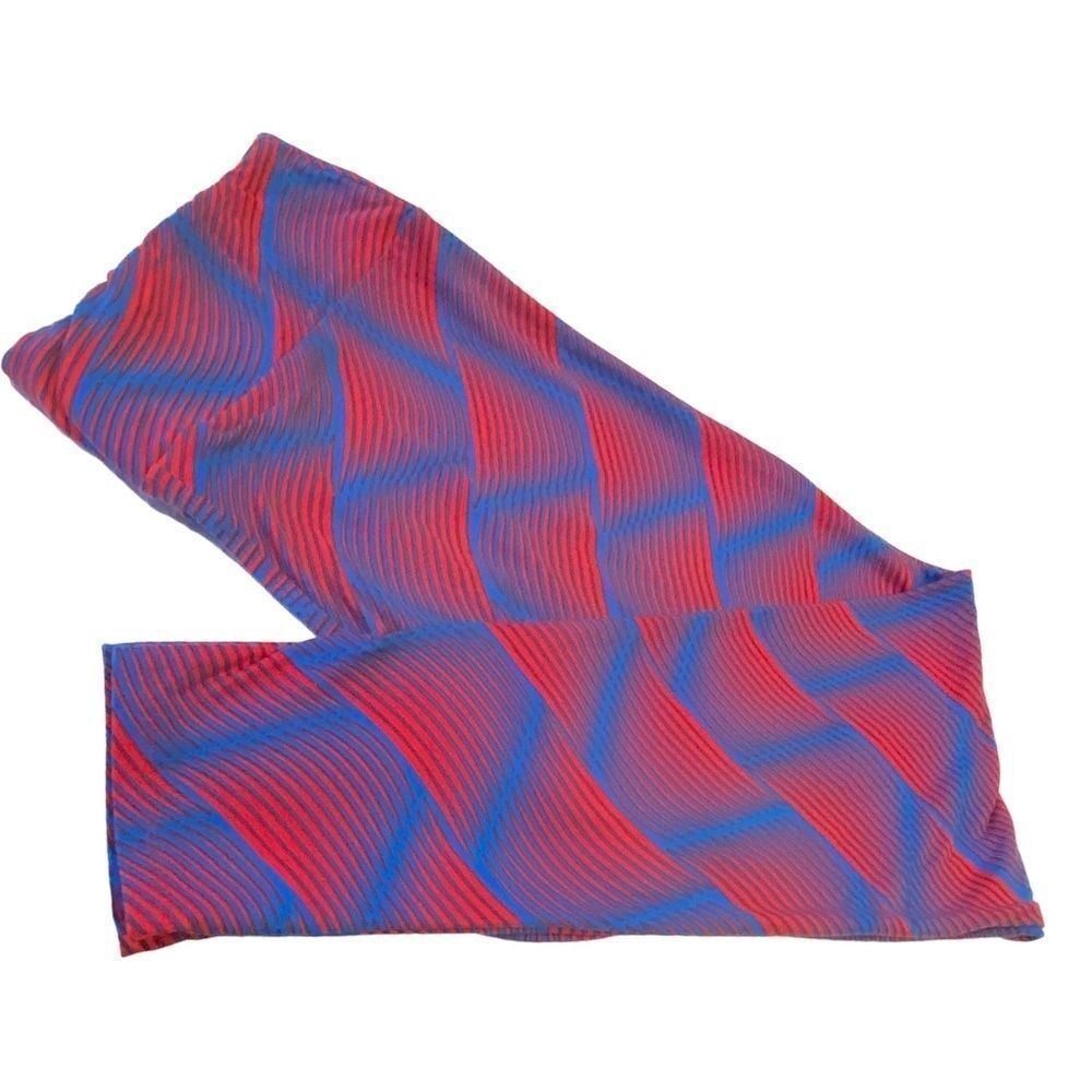 1271 LuLaRoe Size T & C Leggings Red Blue Waves Print New